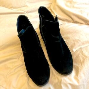 Very cute and go with everything black suede booties by Me Too Size 7.5